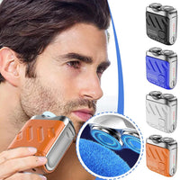 2025 Portable Rotary Dual Ring Electric Shaver – USB Rechargeable Travel Grooming Razor for Men