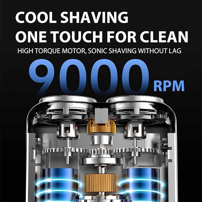 2025 Portable Rotary Dual Ring Electric Shaver – USB Rechargeable Travel Grooming Razor for Men