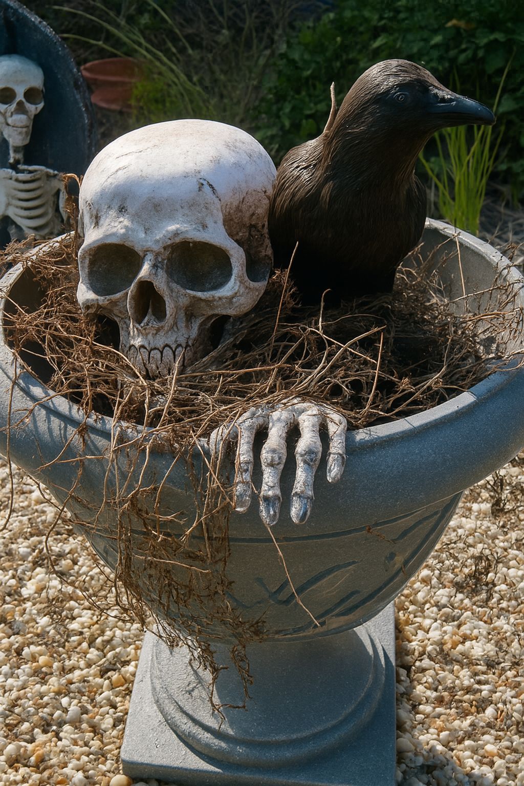 Halloween Skeleton Stakes – Realistic Skull & Arms Decor