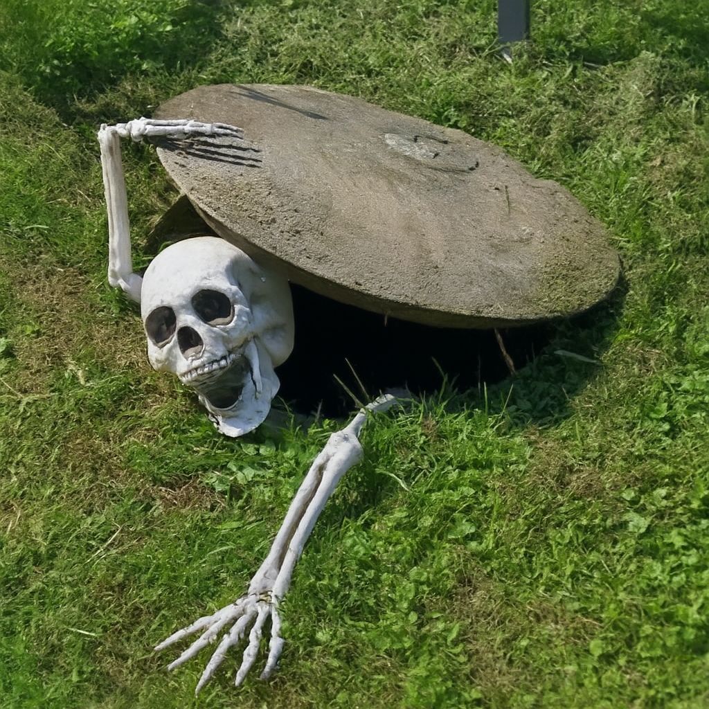 Halloween Skeleton Stakes – Realistic Skull & Arms Decor
