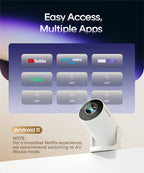 Smart home device with app icons on a screen displaying 'Easy Access, Multiple Apps' and 'Android 11'.
