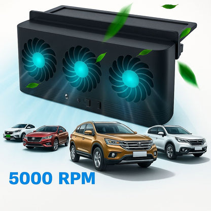 Solar Powered Car Radiator Cooling Fan – 3 Vent Auto Exhaust Window Ventilation System with USB Power