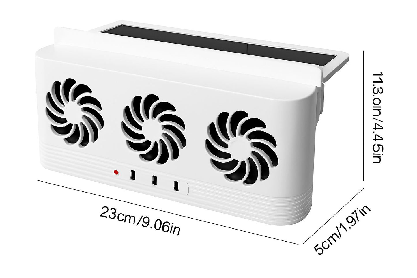 Solar Powered Car Radiator Cooling Fan – 3 Vent Auto Exhaust Window Ventilation System with USB Power