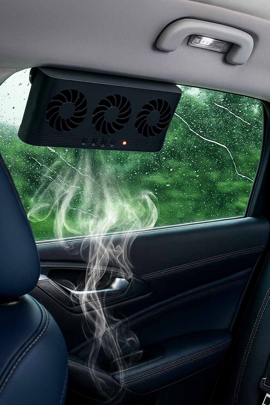 Solar Powered Car Radiator Cooling Fan – 3 Vent Auto Exhaust Window Ventilation System with USB Power