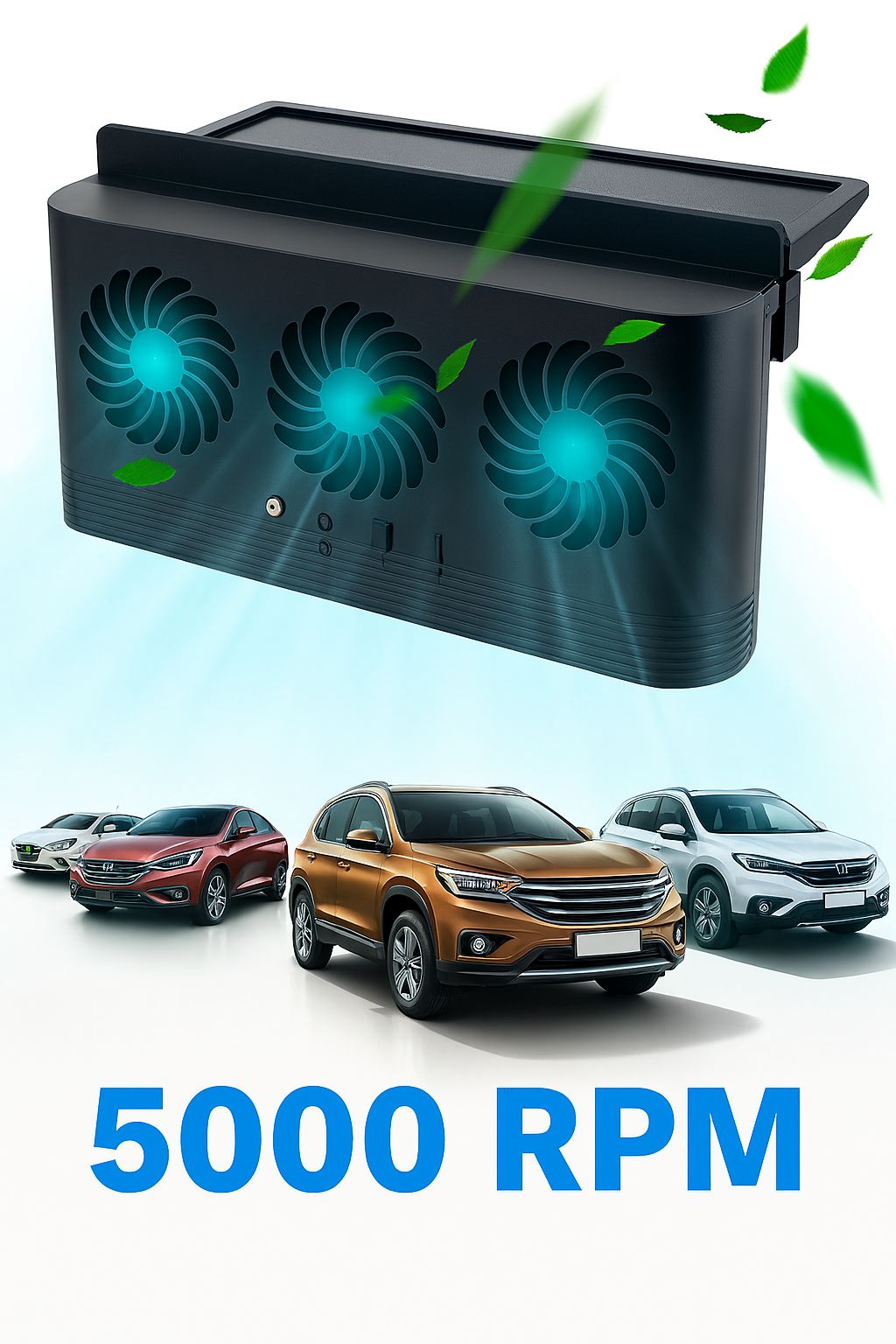 Solar Powered Car Radiator Cooling Fan – 3 Vent Auto Exhaust Window Ventilation System with USB Power