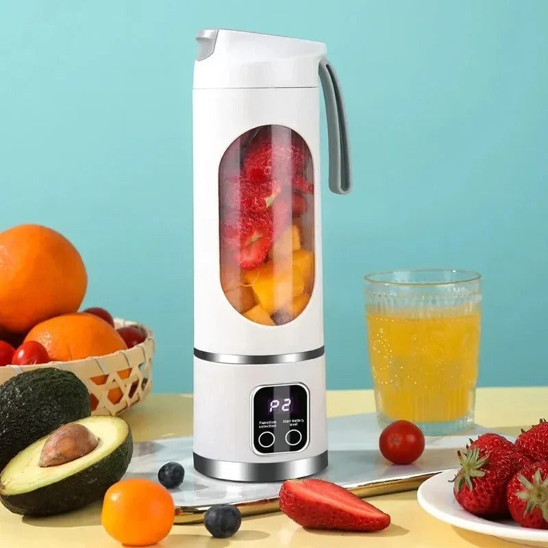 10-Blade Portable Fruit Juicer Cup – 450ml USB Rechargeable Blender with 3 Speeds & Ice Crusher for Smoothies & Shakes