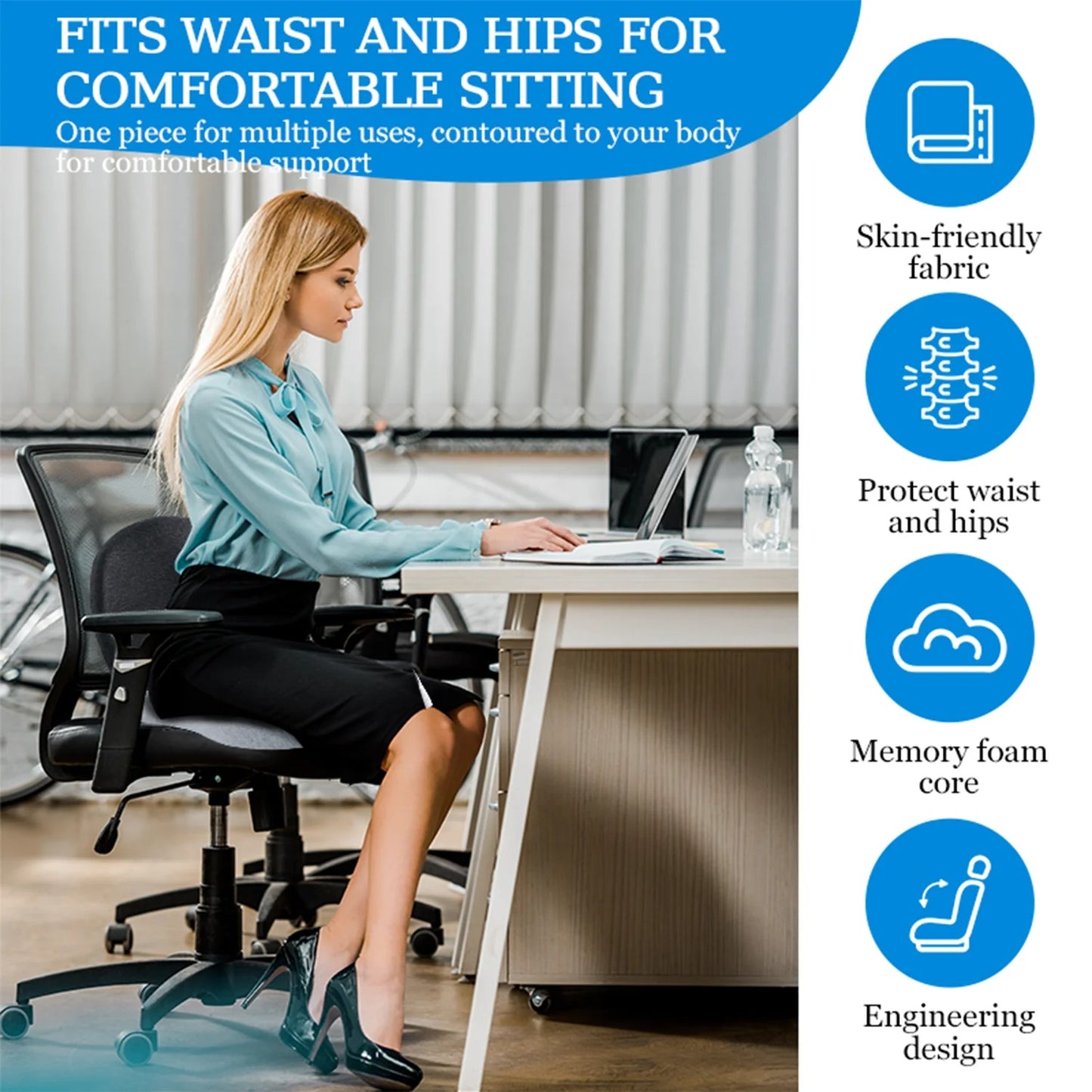 Memory Foam Seat Cushion – Ergonomic Back & Tailbone Relief