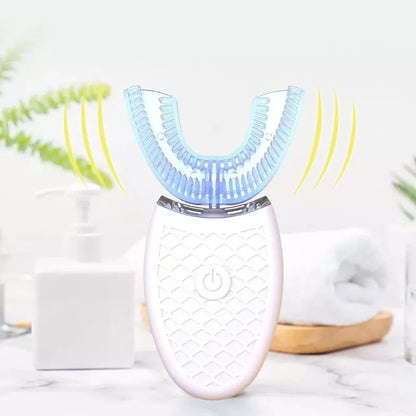 360° U-Type Sonic Electric Toothbrush – Intelligent Silicone Head, Automatic, USB Rechargeable, Waterproof