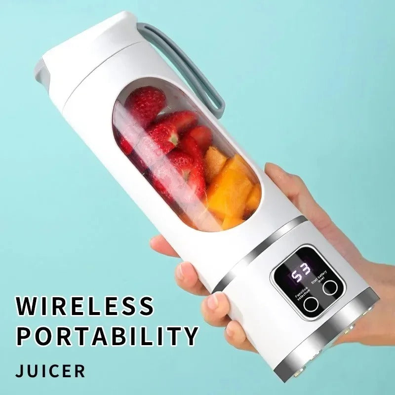 10-Blade Portable Fruit Juicer Cup – 450ml USB Rechargeable Blender with 3 Speeds & Ice Crusher for Smoothies & Shakes